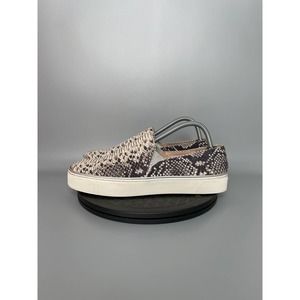 Stuart Weitzman Snake Print Slip-On Sneakers - Black and Cream